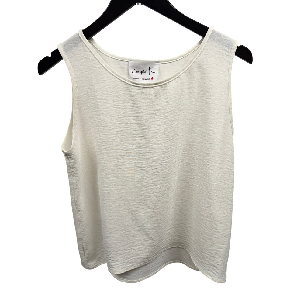 Compli K‎ Women's White Classic Fit Round Neck Camisole Tank Sz Small